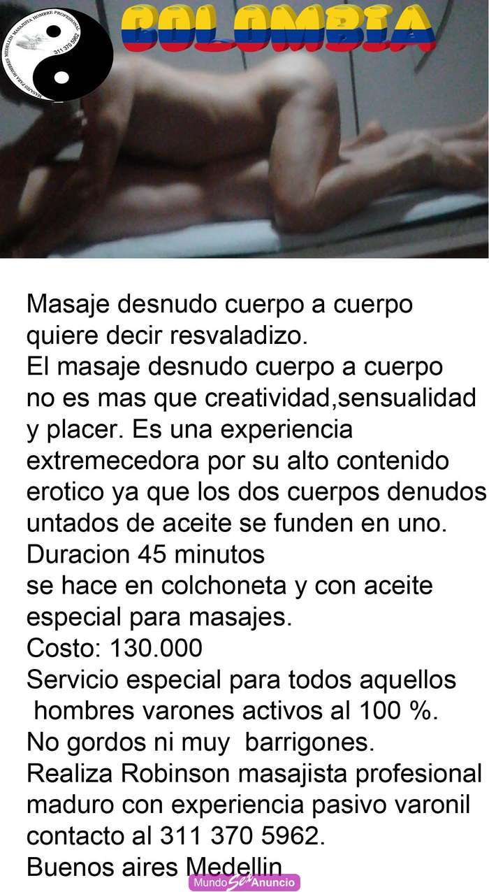 Masajes desnudos eroticos cuerpo a cuerpo para hombres en Medellín,  Antioquia - 3113705962